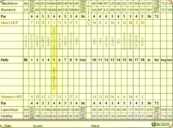 Blackthorn Score Card